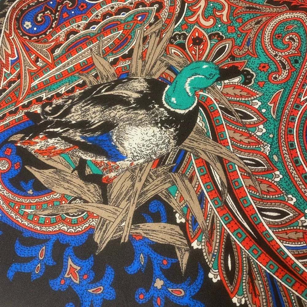 Vintage Large Italian Scarf/Wrap with Vibrant Colors and Woodland Ducks